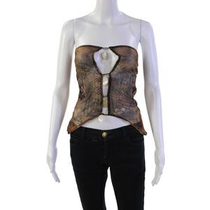 Jaded Womens Sleeveless Sheer Animal Printed Fitted Tube Top Brown Size M